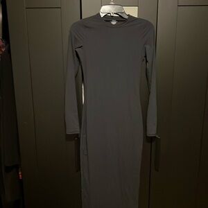 SKIMS Long Sleeve Bodycon Maxi Dress in Dark Gray